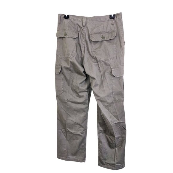 Vintage Y2K Mens Cargo Pants Size 33 x 32 Green Cotton Workwear Outdoors Hiking - Picture 2 of 4